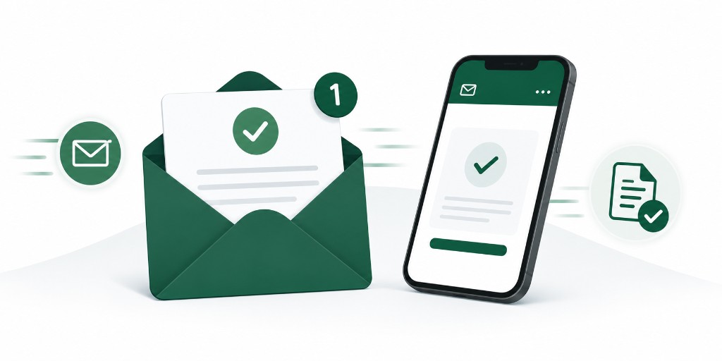 Bevestiging per e-mail en op uw telefoon